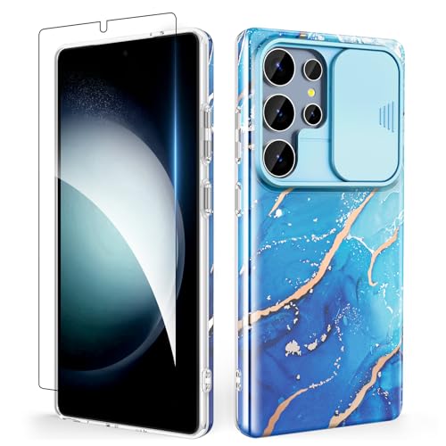 SHEDEER für Samsung S25 Ultra Hülle mit Schieberegler Kameraabdeckung + Schutzfolie, Samsung Galaxy S25 Ultra Hülle Ultradünn Leicht, Glänzend Fade-Resistant Muster-Design Handy Case (Blau) SHEDEER für Samsung S25 Ultra Hülle mit Schieberegler Kameraabdeckung + Schutzfolie, Samsung Galaxy S25 Ultra Hülle Ultradünn Leicht, Glänzend Fade-Resistant Muster-Design Handy Case (Blau) von SHEDEER
