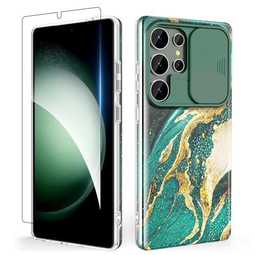 SHEDEER für Samsung S25 Ultra Hülle mit Schieberegler Kameraabdeckung + Schutzfolie, Samsung Galaxy S25 Ultra Hülle Ultradünn Leicht, Glänzend Fade-Resistant Muster-Design Handy Case (Grün) SHEDEER für Samsung S25 Ultra Hülle mit Schieberegler Kameraabdeckung + Schutzfolie, Samsung Galaxy S25 Ultra Hülle Ultradünn Leicht, Glänzend Fade-Resistant Muster-Design Handy Case (Grün) von SHEDEER