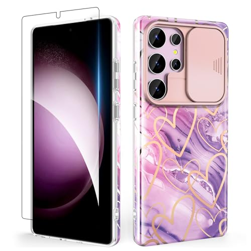 SHEDEER für Samsung S25 Ultra Hülle mit Schieberegler Kameraabdeckung + Schutzfolie, Samsung Galaxy S25 Ultra Hülle Ultradünn Leicht, Glänzend Fade-Resistant Muster-Design Handy Case (Lila) SHEDEER für Samsung S25 Ultra Hülle mit Schieberegler Kameraabdeckung + Schutzfolie, Samsung Galaxy S25 Ultra Hülle Ultradünn Leicht, Glänzend Fade-Resistant Muster-Design Handy Case (Lila) von SHEDEER