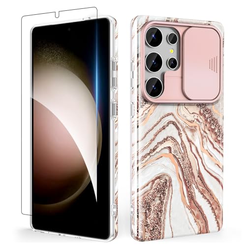 SHEDEER für Samsung S25 Ultra Hülle mit Schieberegler Kameraabdeckung + Schutzfolie, Samsung Galaxy S25 Ultra Hülle Ultradünn Leicht, Glänzend Fade-Resistant Muster-Design Handy Case (Roségold) SHEDEER für Samsung S25 Ultra Hülle mit Schieberegler Kameraabdeckung + Schutzfolie, Samsung Galaxy S25 Ultra Hülle Ultradünn Leicht, Glänzend Fade-Resistant Muster-Design Handy Case (Roségold) von SHEDEER