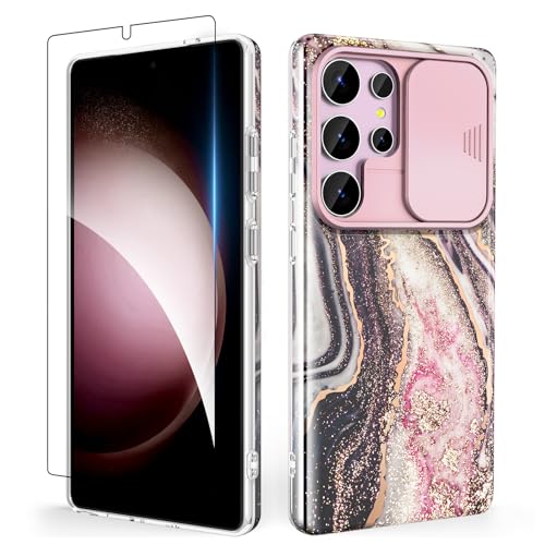 SHEDEER für Samsung S25 Ultra Hülle mit Schieberegler Kameraabdeckung + Schutzfolie, Samsung Galaxy S25 Ultra Hülle Ultradünn Leicht, Glänzend Fade-Resistant Muster-Design Handy Case (Schwarz) SHEDEER für Samsung S25 Ultra Hülle mit Schieberegler Kameraabdeckung + Schutzfolie, Samsung Galaxy S25 Ultra Hülle Ultradünn Leicht, Glänzend Fade-Resistant Muster-Design Handy Case (Schwarz) von SHEDEER