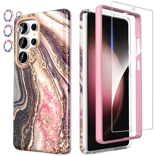 SHEDEER 4-in-1 Samsung Galaxy S25 Ultra Hülle mit Schutzfolie + Stoßfänger & Kameraschutz | Militärischer Stoßfest 360°-Schutz, Glänzend Fade-Resistant Muster-Design Handy Case (Schwarz) SHEDEER 4-in-1 Samsung Galaxy S25 Ultra Hülle mit Schutzfolie + Stoßfänger & Kameraschutz | Militärischer Stoßfest 360°-Schutz, Glänzend Fade-Resistant Muster-Design Handy Case (Schwarz) von SHEDEER