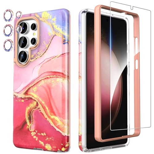 SHEDEER 4-in-1 Samsung Galaxy S25 Ultra Hülle mit Schutzfolie + Stoßfänger & Kameraschutz | Militärischer Stoßfest 360°-Schutz, S25 Ultra Hülle Glänzend Fade-Resistant Muster-Design Handy Case (Rosa) SHEDEER 4-in-1 Samsung Galaxy S25 Ultra Hülle mit Schutzfolie + Stoßfänger & Kameraschutz | Militärischer Stoßfest 360°-Schutz, S25 Ultra Hülle Glänzend Fade-Resistant Muster-Design Handy Case (Rosa) von SHEDEER
