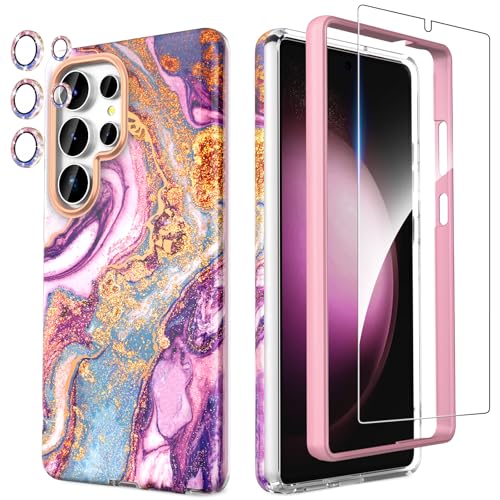 SHEDEER 4-in-1 Samsung Galaxy S25 Ultra Hülle mit Schutzfolie + Stoßfänger & Kameraschutz | Militärischer Stoßfest 360°-Schutz, S25 Ultra Hülle Glänzend Fade-Resistant Muster-Design Handy Case (Lila) SHEDEER 4-in-1 Samsung Galaxy S25 Ultra Hülle mit Schutzfolie + Stoßfänger & Kameraschutz | Militärischer Stoßfest 360°-Schutz, S25 Ultra Hülle Glänzend Fade-Resistant Muster-Design Handy Case (Lila) von SHEDEER