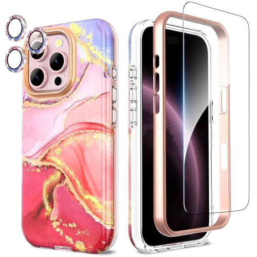 SHEDEER 4-in-1 iPhone 16 Pro Hülle mit Schutzfolie + Stoßfänger & Kameraschutz | Militärischer Stoßfest 360°-Schutz, 16 Pro Hülle Glänzend Fade-Resistant Muster-Design Handy Case (Lila) SHEDEER 4-in-1 iPhone 16 Pro Hülle mit Schutzfolie + Stoßfänger & Kameraschutz | Militärischer Stoßfest 360°-Schutz, 16 Pro Hülle Glänzend Fade-Resistant Muster-Design Handy Case (Lila) von SHEDEER