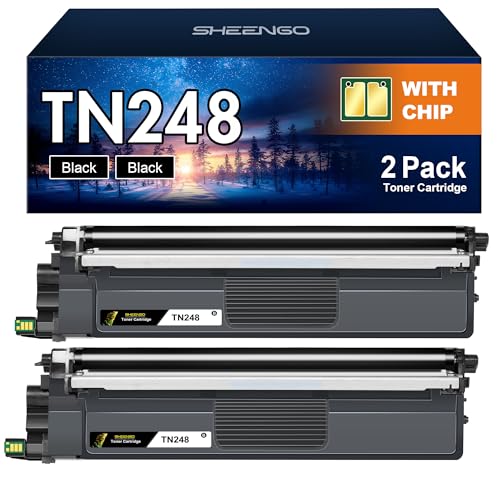 SHEENGO TN248 TN 248 MFC-L3760CDW Toner Kompatibel für Brother TN-248BK TN-248CMYK für MFC-L3740CDW Toner DCP-L3560CDW DCP-L3520CDWE DCP-L3520CDW MFC-L8390CDW MFC-L3740CDWE (2er-Pack, Schwarz) von SHEENGO