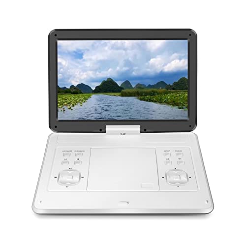 SHEHUALI Tragbarer DVD-Player, HD drehbarer Bildschirm DVD-CD-Player Super Slim Game Eingebauter Akku Home Portable Moving 3D Disc Video Machine Speaker TV(White) von SHEHUALI