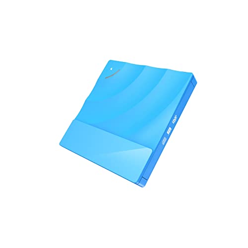 SHEHUALI Tragbarer DVD-Player, Tragbares Hochgeschwindigkeits-USB 3.0-CD-DVD-RW-Optiklaufwerk Externes Slim-Disk-Lesegerät Desktop-PC-Laptop-Tablet Promotion-DVD-Player(Blue) von SHEHUALI