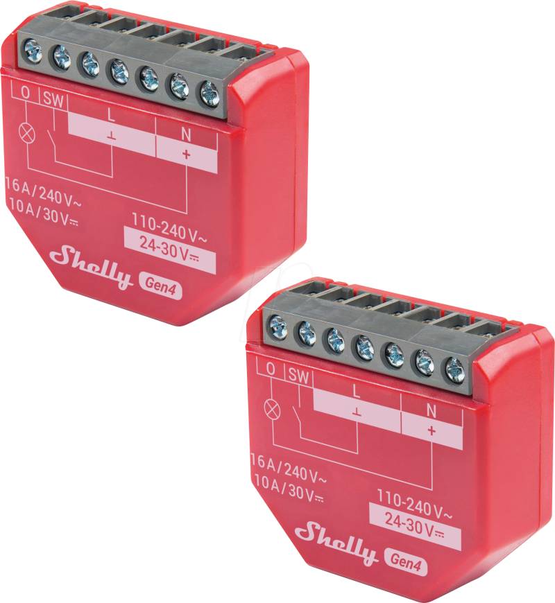 SHELLY 1PM G4-2 - Shelly 1PM Gen4, BT Matter Zigbee WLAN Messaktor,1-Kanal, 2er Pa von SHELLY