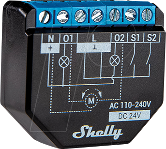 SHELLY PLUS 2PM - Shelly Plus 2PM WLAN Schaltaktor 16 A, 2-Kanal, Messfunktion von SHELLY