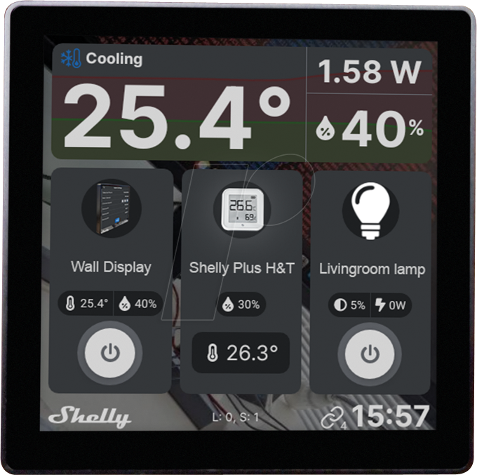 SHELLY WALL DISP - Shelly Wall Display, 4 Zoll, schwarz von SHELLY