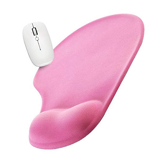 Mauspad mit Handgelenkauflage, Unterseite aus Rutschfestem Gummi, Ergonomisch, Grau / Schwarz / Rosa / Blau von SHESHY