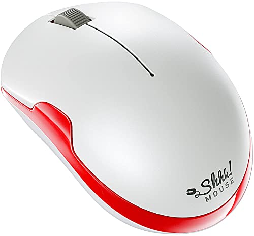 ShhhMouse Kabellose, Stille Maus, Tragbar und Einsatzbereit, Mac und PC kompatibel (Weiß & Rot) von SHHHMOUSE