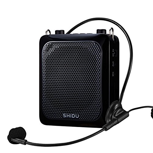 SHIDU Original Sprachverstärker Tragbarer Bluetooth Lautsprecher mit Mikrofon Headset Wiederaufladbar 18W 4000mAh Mini Stimmverstärker mikro tragbar für Lehrer, Sport Trainer, Yoga, Reiseleiter von SHIDU