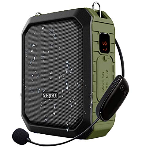 SHIDU Wireless Sprachverstärker Bluetooth Lautsprecher 18W Wasserdichtes tragbares PA-System mit UHF Wireless Mikrofon Headset Wiederaufladbares Voice Mikrofon für den Außenbereich im Klassenzimmer SHIDU Wireless Sprachverstärker Bluetooth Lautsprecher 18W Wasserdichtes tragbares PA-System mit UHF Wireless Mikrofon Headset Wiederaufladbares Voice Mikrofon für den Außenbereich im Klassenzimmer von SHIDU