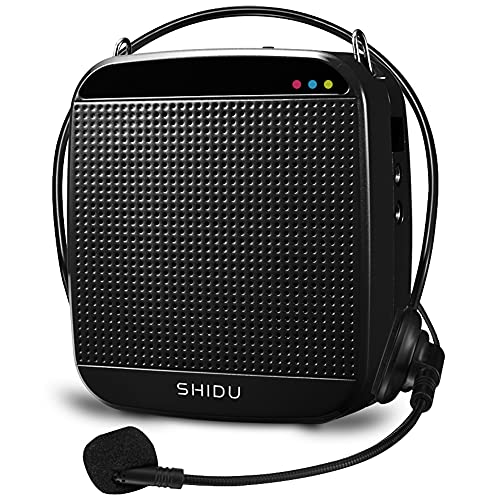 Sprachverstärker Tragbarer SHIDU Stimmverstärker Lautsprecher mit Mikrofon Tragbar Headset 15W 2000mAh wiederaufladbarem Persönlicher Mini PA Verstärker für Lehrer, Reiseleiter, Yoga von SHIDU