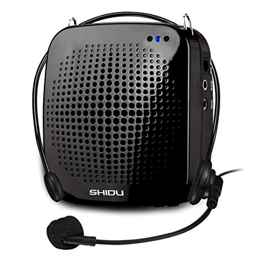 SHIDU Sprachverstärker mit kabelgebundenem Mikrofon Headset, Stimmverstärker Tragbarer S511 Mini-Lautsprecher Pa Speaker, wiederaufladbarer 15W 2000mAh Verstärker für Lehrer, Reiseleiter, Yoga von SHIDU