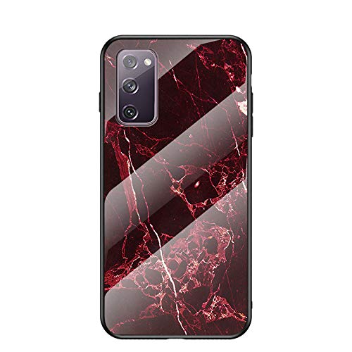 Hülle für Samsung Galaxy S20 FE 5G Hülle Marmor Gehärtetem Glas & Silikon Rand Hybrid Hardcase Stoßfest Kratzfest Handyhülle Dünn Case Handyhülle für Samsung Galaxy S20 FE 5G (Rot) von SHIEID