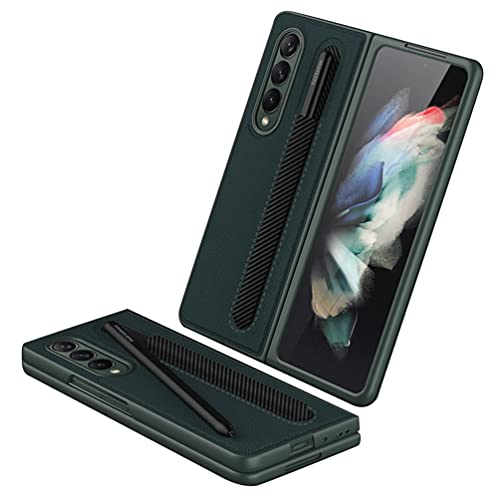 Ledertasche für Samsung Galaxy Z Fold 3 5G, Z Fold 3 Hülle Case with S Pen Holder, Klappbildschirm Handyhülle für Samsung Z Fold 3 5G-Smaragdgrün von SHIEID