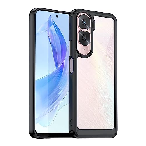 SHIEID Handyhülle Kompatibel Honor 90 Lite Hülle, PC + TPU Hybrid Technologie Hardcase, Stoßfester Schutzhülle, Vergilbungsfrei, Kristallklar Handygehäuse für Honor 90 Lite-Schwarz von SHIEID