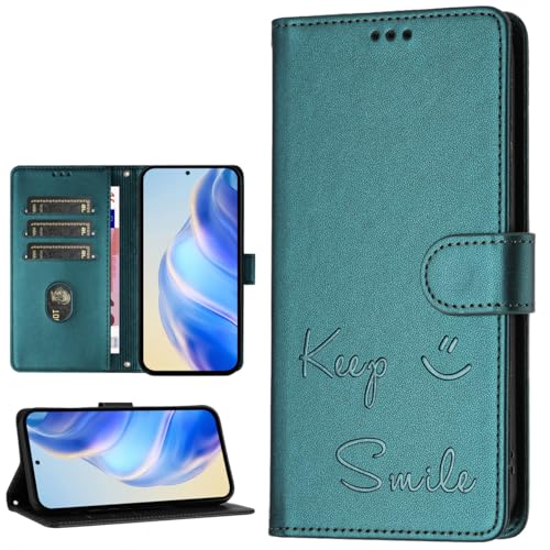 SHIEID Handyhülle für Doogee Note 59/59 Pro Hülle, RFID- Smile Painted Handytasche Schutzhülle Telefonhülle mit [Kartenfächern] Handyhülle für Doogee Note 59/59 Pro-Malachitgrün von SHIEID