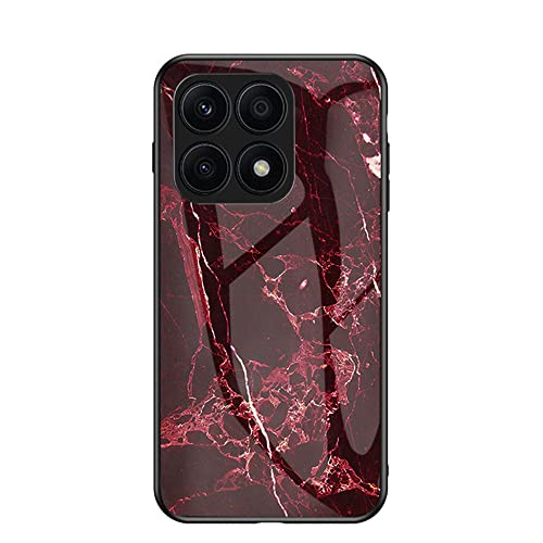 SHIEID Hülle für Honor X8a/Honor X8 5G Hülle Marmor Gehärtetem Glas & Silikon Rand Hybrid Hardcase Stoßfest Kratzfest Handyhülle Dünn Case Handyhülle für Honor X8a/Honor X8 5G (Rot) von SHIEID