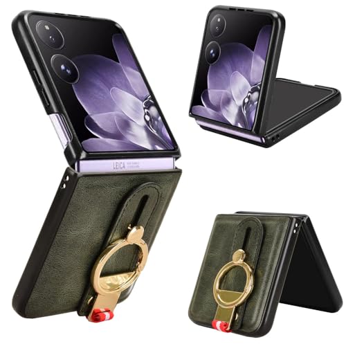 SHIEID Leder Hülle für Xiaomi Mix Flip, Premium Handschlaufe PU Leder Xiaomi Mix Flip Tasche, Leder Kratzfest Case Schutzhülle für Xiaomi Mix Flip-Grün von SHIEID
