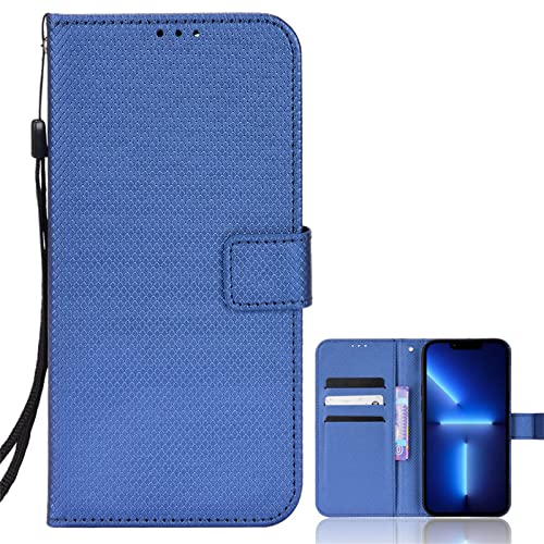 SHIEID Lederhülle für ZTE Blade V70 Max Hülle, PU Leder Flip Hülle Diamantmuster mit Kartenfach Standfunktion Etui Handyhülle für ZTE Blade V70 Max-Blau von SHIEID