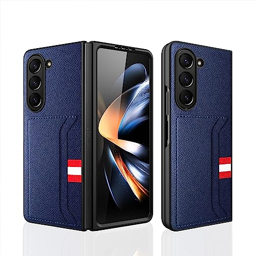 SHIEID Ledertasche für Samsung Galaxy Z Fold 5 5G, Z Fold 5 Hülle mit Kartenetui Lederbrieftasche Schutzhülle, Handyhülle für Samsung Z Fold5 2023-Blau von SHIEID