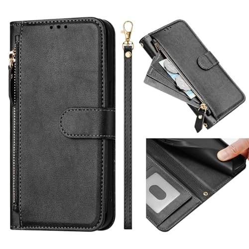 SHIEID Wallet Hülle Kompatibel mit Redmi Note 14 Pro 5G, Multifunktional Reißverschluss Leder Flip Schutzhülle, Flip Leder Handyhülle für Redmi Note 14 Pro 5G von SHIEID