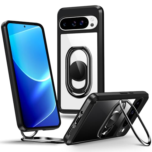 SHIELDS UP für Google Pixel 9 Pro XL Hülle, Handyhülle mit Doppeltem Ring Halter Ständer 360°【Verstellbar und Faltbar】 Stoßfeste Schutzhülle für Google Pixel 9 Pro XL Case 6,8 Zoll – Schwarz von SHIELDS UP