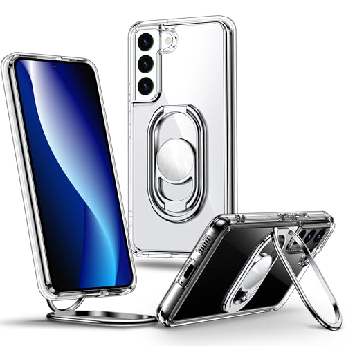 SHIELDS UP für Samsung Galaxy S21 FE, Handy mit Doppelring 360° Ring Ständer, Stoßfeste Schutz für Samsung Galaxy S21 FE Case – Transparent von SHIELDS UP
