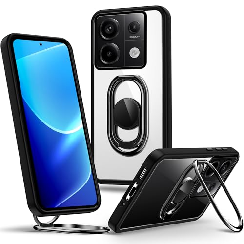 SHIELDS UP für Xiaomi Redmi Note 13 Pro 5G/Poco X6 5G Hülle, Handyhülle mit doppeltem Ring Halter Ständer 360°【Verstellbar und anpassbar】 Stoßfeste Schutzhülle Case – Schwarz von SHIELDS UP