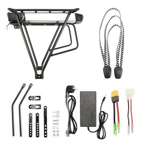 SHIMOST E-Bike Batterie 36V 15,6Ah Li-ion Akku Gepäckträgerbatterie mit Ladegerät, Passend für 26"/27,5"/28" V-Brake 250W/350W/500W/800W Elektrofahrrad (36V 15,6Ah Batterie mit Gepäckträger) von SHIMOST