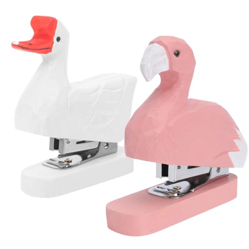 SHINEOFI 1 Satz Tierhefter Aus Holz Multifunktionaler Bürohefter Entenhefter Seltsamer Lustiger Hefter Haustiere Dinosaurier Auto Flamingo Hefter Und Heftklammern 2 Stück von SHINEOFI