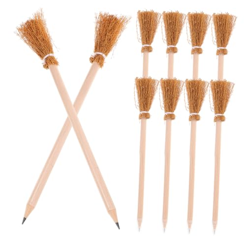 SHINEOFI 12 Stück Besenstift Vorschulklassen Müssen Haben Drinnen Halloween Verfolgt Zauberstab Bleistift Hey Deko Wachsstift Lapis Pastellstifte Yellow Hölzern von SHINEOFI