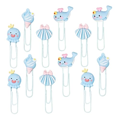SHINEOFI 12 Stück Marine Animal Paper Clip Süße Notizclips Süßes Tier-lesezeichen Papierhesezeichen Partygeschenke Mit Meerestieren Büroklammern Dekorative Lesezeichenclips Metall von SHINEOFI