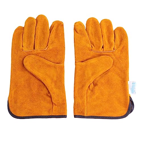 SHINEOFI 1Paar Kürzbare Arbeitshandschuhe Hochwertigem Rindsleder Hitzebeständige Schutzhandschuhe für Schweißen Grillen Löten und Gartenarbeit für Schwere Arbeiten Orange von SHINEOFI