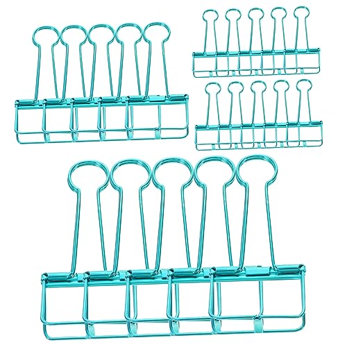 SHINEOFI 20 Stück Bürobedarf Größe Schule Mini-Ordner Büroklammern klein LED Loch karten clip dokumentenmappe document folder folders Heftklammern klein Dokumentclips Rostfreier Stahl Blue von SHINEOFI