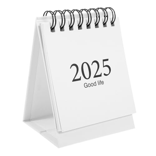 SHINEOFI Tischkalender 2024-2025 Mini-Standkalender 2024. 07-2025. 12 Flip-Tageskalender 18-Monatskalender Für Heimbüro Schule (Weiß) von SHINEOFI