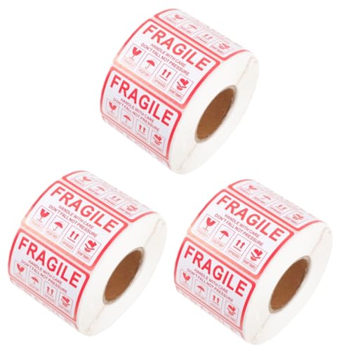 SHINEOFI 3 Rollen zerbrechliche Aufkleber verpackungsmaterial paketaufkleber Fragile Aufkleber ziehen um Vinyl klebeband Warnung zerbrechlicher Aufkleber Zerbrechliche Warnaufkleber Papier von SHINEOFI