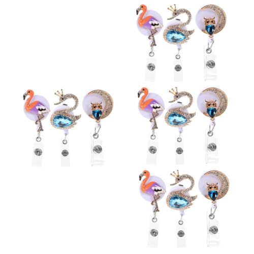 SHINEOFI 4 Sätze Einziehbare Ausweishalter Kreditkarten Credit Card Geschäftskartenhalter Card Holder Schmuckanhänger Id Holder Org Namensschildrolle Id-tag-halter Strasssteine 3 Stücke * 4 von SHINEOFI