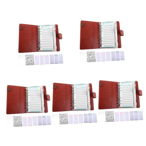 SHINEOFI 5 Sätze Budgetordner Mit Reißverschlussumschlägen Haushaltsbuch Notizblock Sparordner Budgetbindemittel Notebook-budget Notizbuch Aufkleber Briefumschläge Sparbuch Kunstleder Brown von SHINEOFI