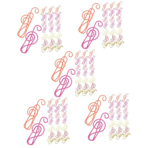 SHINEOFI 5 Sätze Büroklammer Beachten Bunt Papierclips Dekorative Papierklamme Notizen Musiknoten-clips Papierklammern Gold Geformt Farbig Musikclips Musical Student Metall 60 Stück * 5 von SHINEOFI
