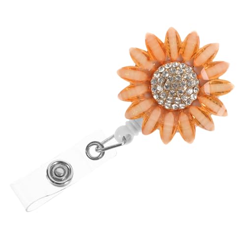 SHINEOFI Bequemer Abzeichenhalter Clip Halter Versenkbar Multifunktionaler Ausweishalter Abzeichenrollen Für Krankenschwestern Abzeichenschnalle Süße Abzeichenrollen Orange Strasssteine von SHINEOFI