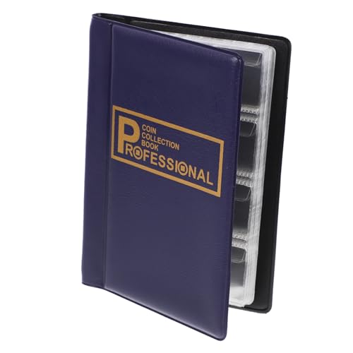 SHINEOFI Münzsammlungsbuch Alben runder Halter Ordner-Organizer Sammellager Münzsammelbuch Münzsammlerbuch dekorativer Münzhalter tragbares Münzbuch Münzaufbewahrungsalbum PVC Blue von SHINEOFI