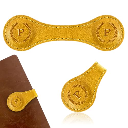 Magnetisches Lesezeichen aus Leder, handgefertigt, personalisierbar, individuelles Anfangsbuchstaben-Design mit 26 Alphabet-Auswahlmöglichkeiten, langlebiges Lesezeichen für Leser, Buchliebhaber von SHINETRIM