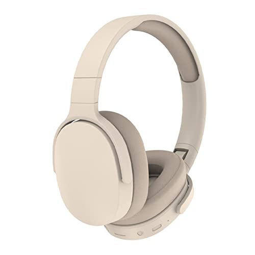 Bluetooth Kopfhörer Over Ear, Kopfhörer Kabellos Bluetooth Over-Ear, Wireless Faltbares Headset mit 3.5MM Audio Kable, Noise Cancelling kopfhoerer mit Mikrofon, Headphones für Phones/PC/Pads (Beige) von SHINROAD