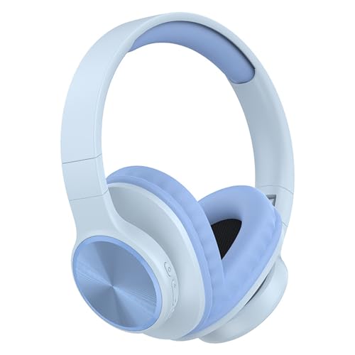 Bluetooth Kopfhörer Over-ear, Kopfhörer Kabellos Bluetooth Over Ear, Wireless Faltbares Stereo Headset, Noise Cancelling kopfhoerer mit Mikrofon,3.5MM Cable, Headphones für Phones/Pads/PC (Blau) von SHINROAD