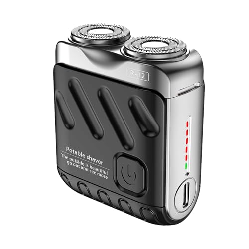 Männer Elektrisch Rasiermesser Doppelkopf Mini-Rasierer USB-USB-wiederaufladbare wasserdichte tragbare Reise für nasse/trockene Rasierung Leichtes Haarentfernerwerkzeugbart Schwarz von SHINROAD